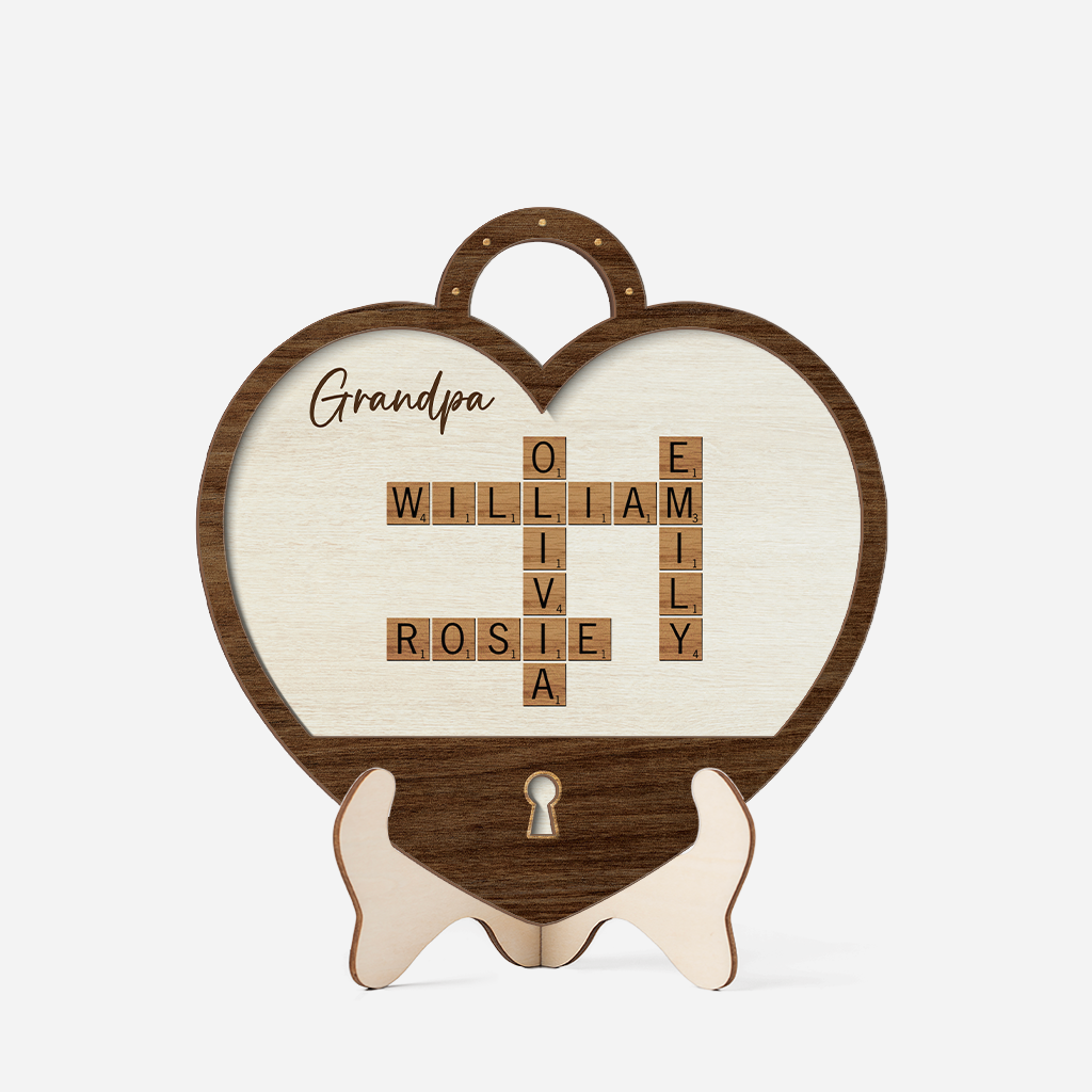 3790QUS1 grandpa dad crossword wooden plaque  personalized gift for grandpa dad