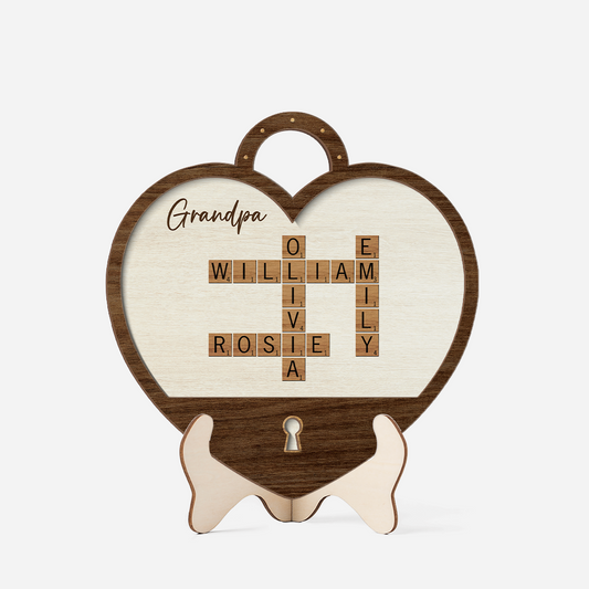 3790QUS1 grandpa dad crossword wooden plaque  personalized gift for grandpa dad