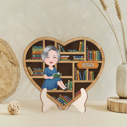 3794QUS2 a girl who loves reading bookshelf wooden plaque  personalized gifts for book lovers 3794Q5L8A_1