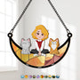 3795UUS1 girl and cat sitting on the moon  personalized window hanging suncatcher ornament for cat lovers 3795U5H0D