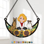 3795UUS1 girl and dog sitting on the moon  personalized window hanging suncatcher ornament gifts for dog lovers 3795U5H0C