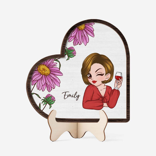 3798QUS1 girl flower wooden plaque  personalized gifts for female 3798Q5L7A