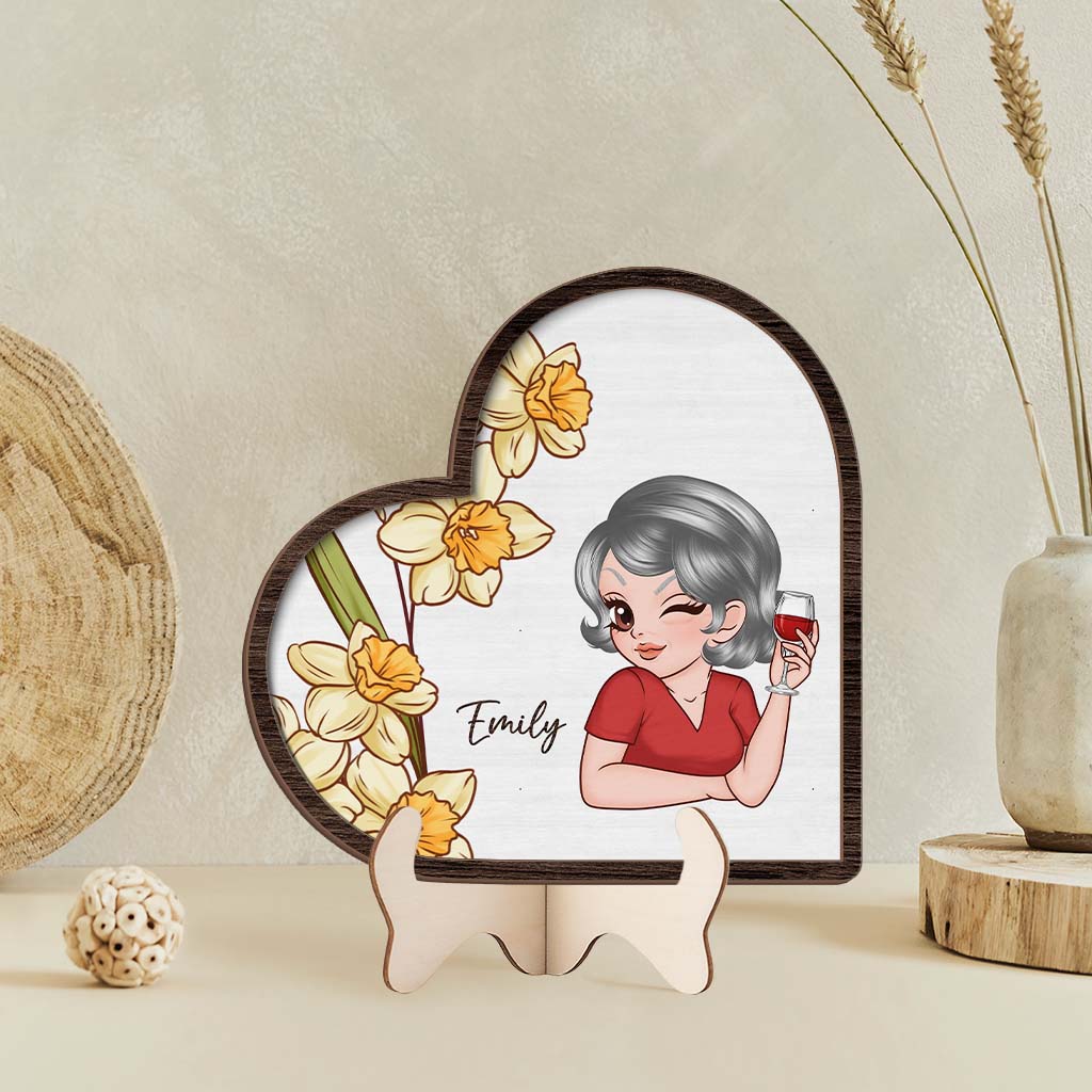 3798QUS2 girl flower wooden plaque  personalized gifts for female 3798Q5L7A