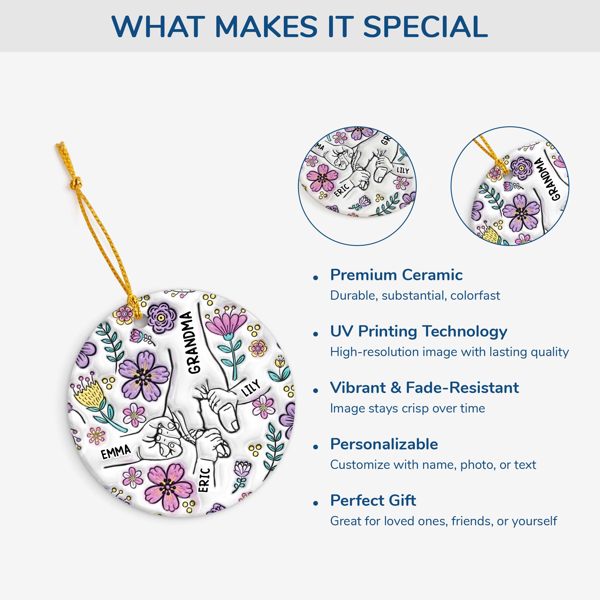 3822OUS4 3d printing effect custom grandma gifts ceramic christmas ornaments 3822O6O5A