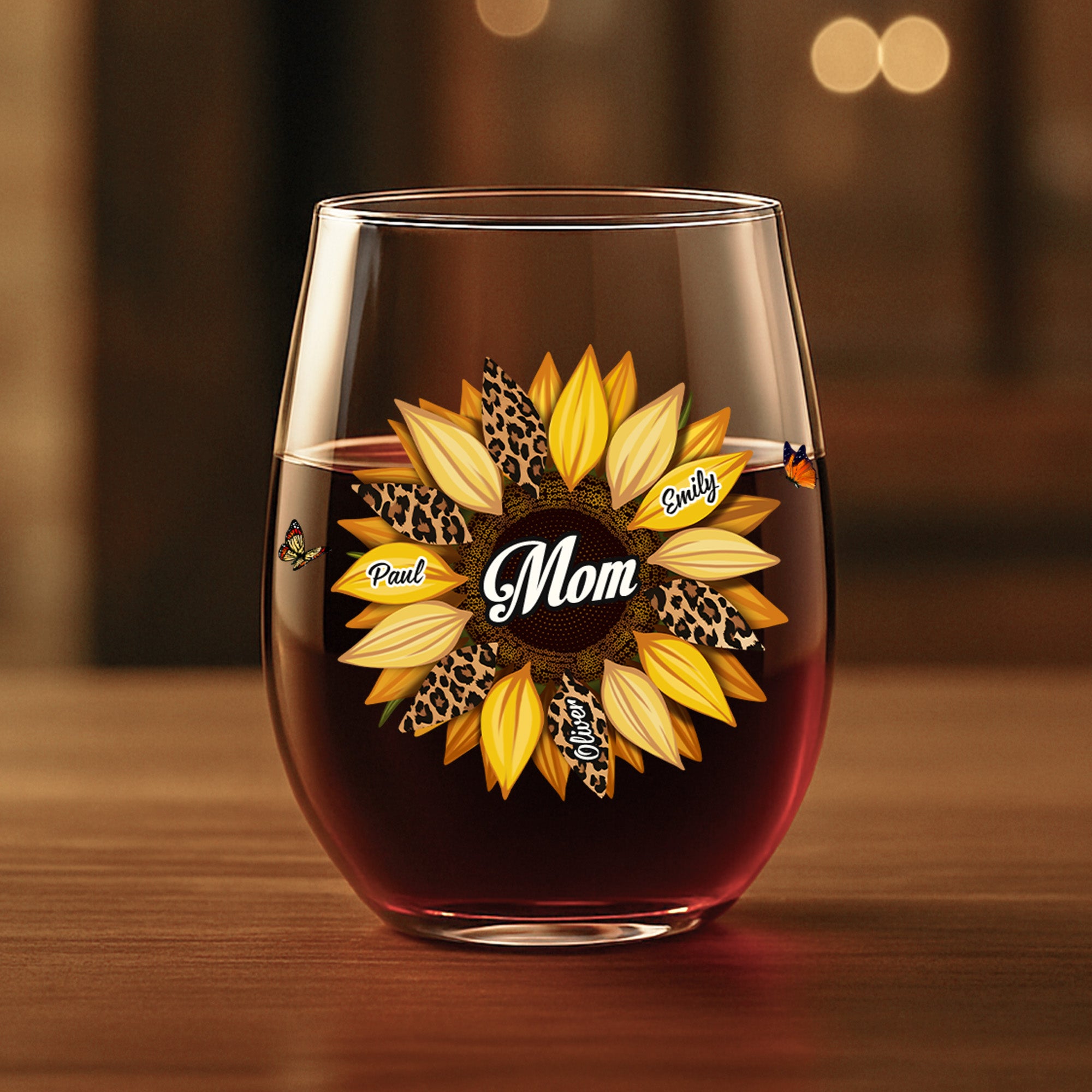 3827IUS1 sunflower wine glasses personalized gifts for mom grandma 3827IKL5A