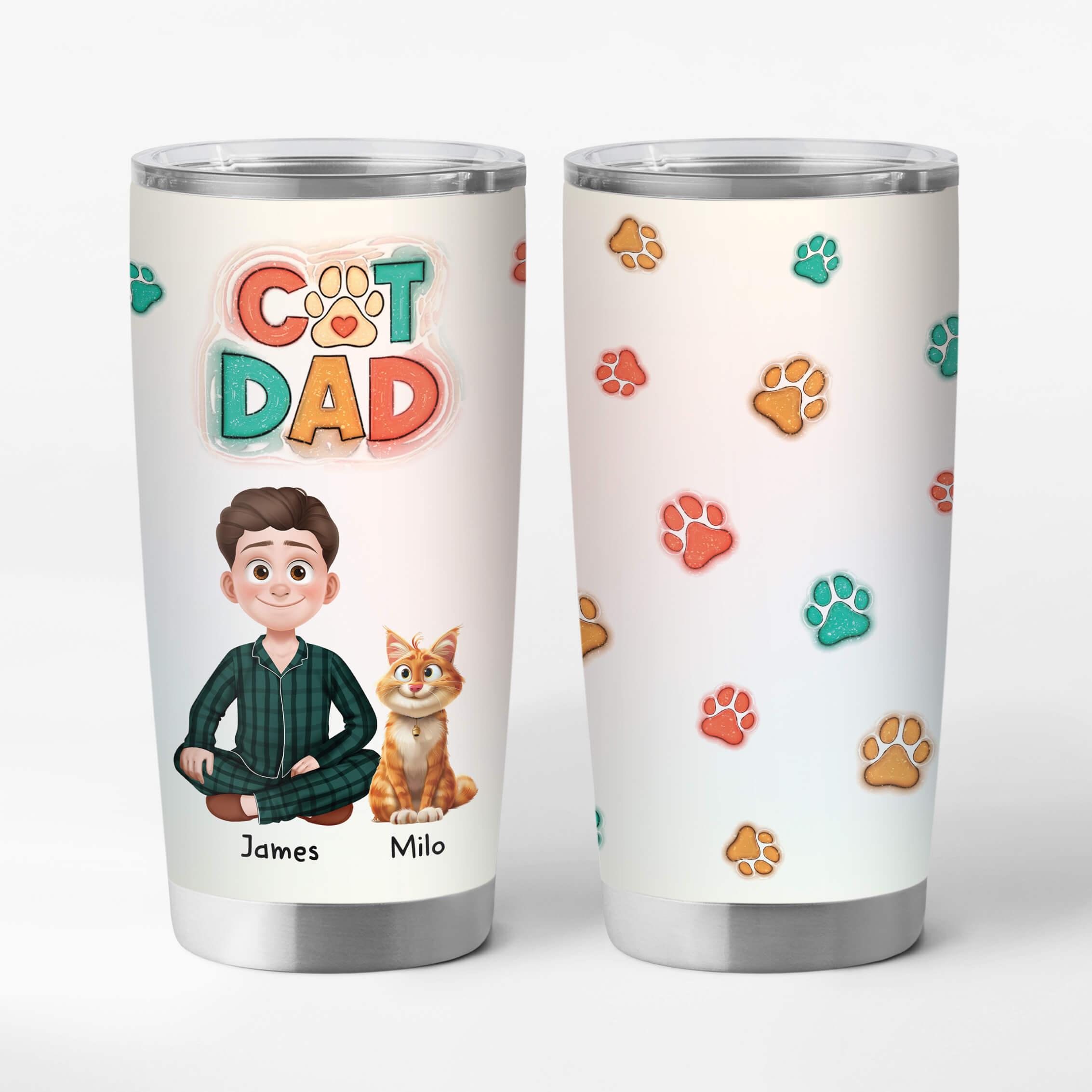 3828TUS1 3d inflated effect custom 20oz tumbler cute gifts for cat lovers 3828T5H0D