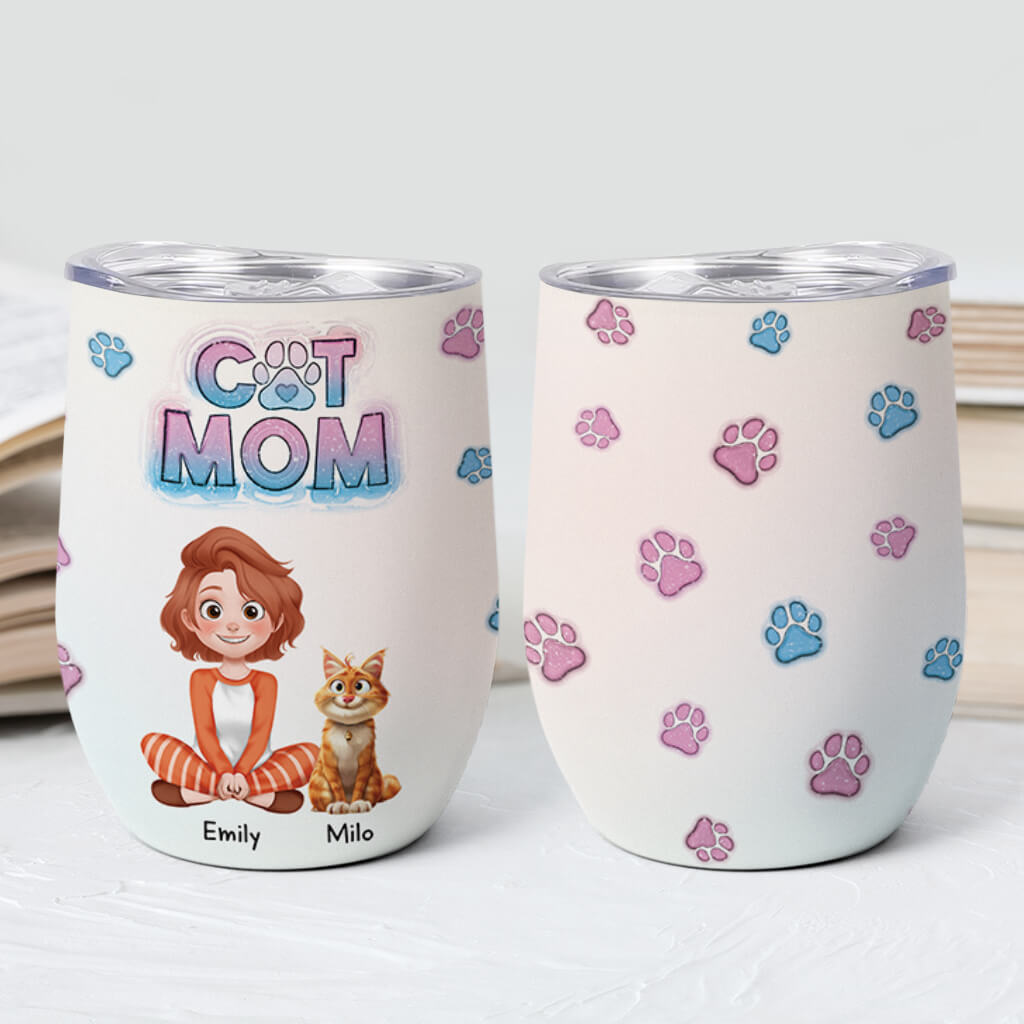 3828TUS2 3d inflated effect personalized wine tumbler cat tumbler for cat owners 3828T5H0D