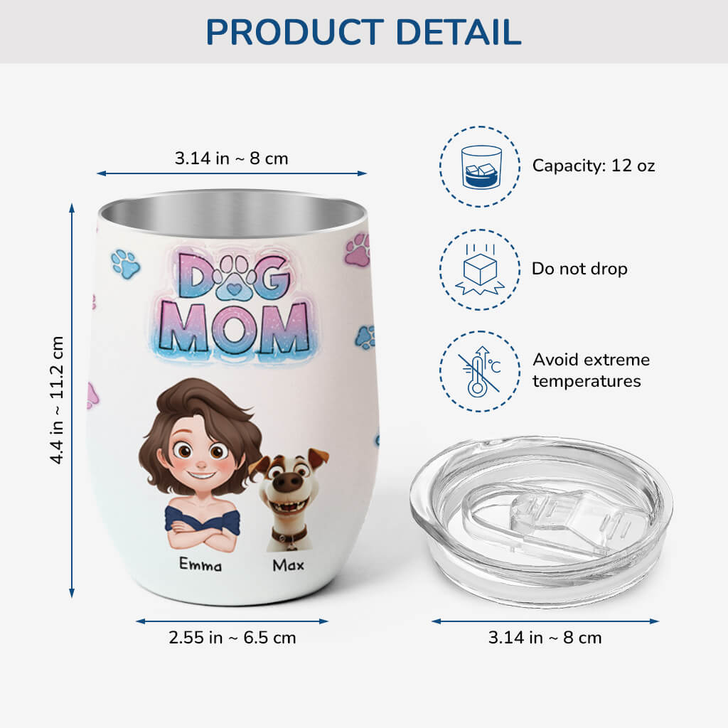 3828TUS3 3d inflated effect personalized wine tumbler dog tumbler for dog owners 3828T5H0C