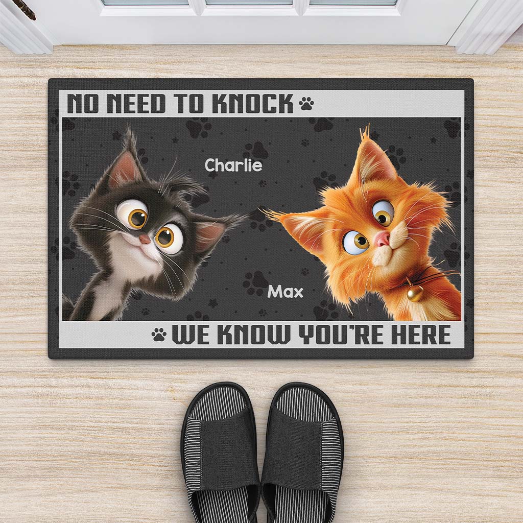 3860DUS2 custom cat gifts_ for humans no need to knock doormat_ 3860D5M5D