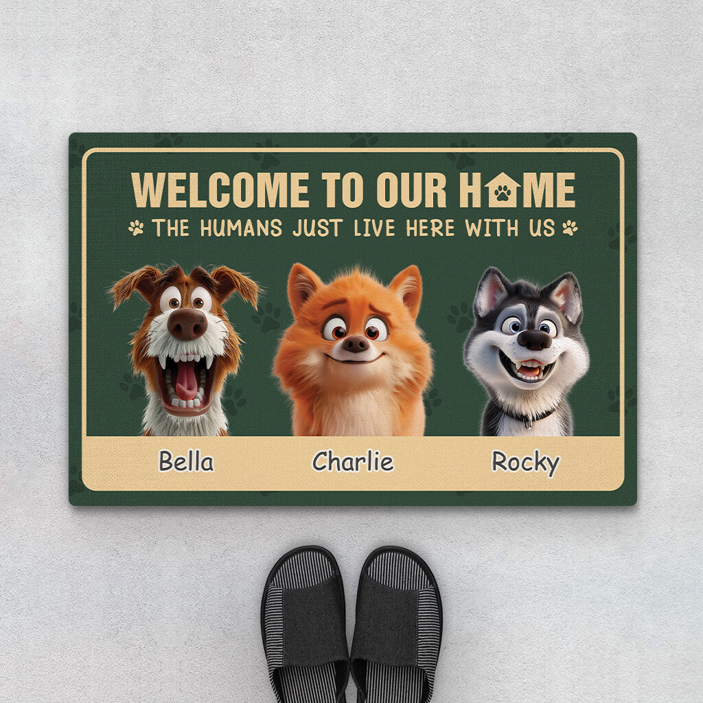 3891DUS1 personalized gifts for dog owners welcome to our home doormat 3891DKH5C