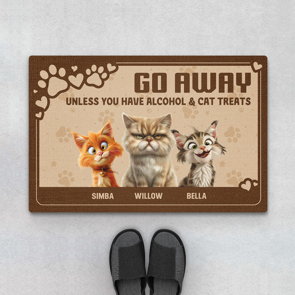 Doodle Cat Print Door Mat
