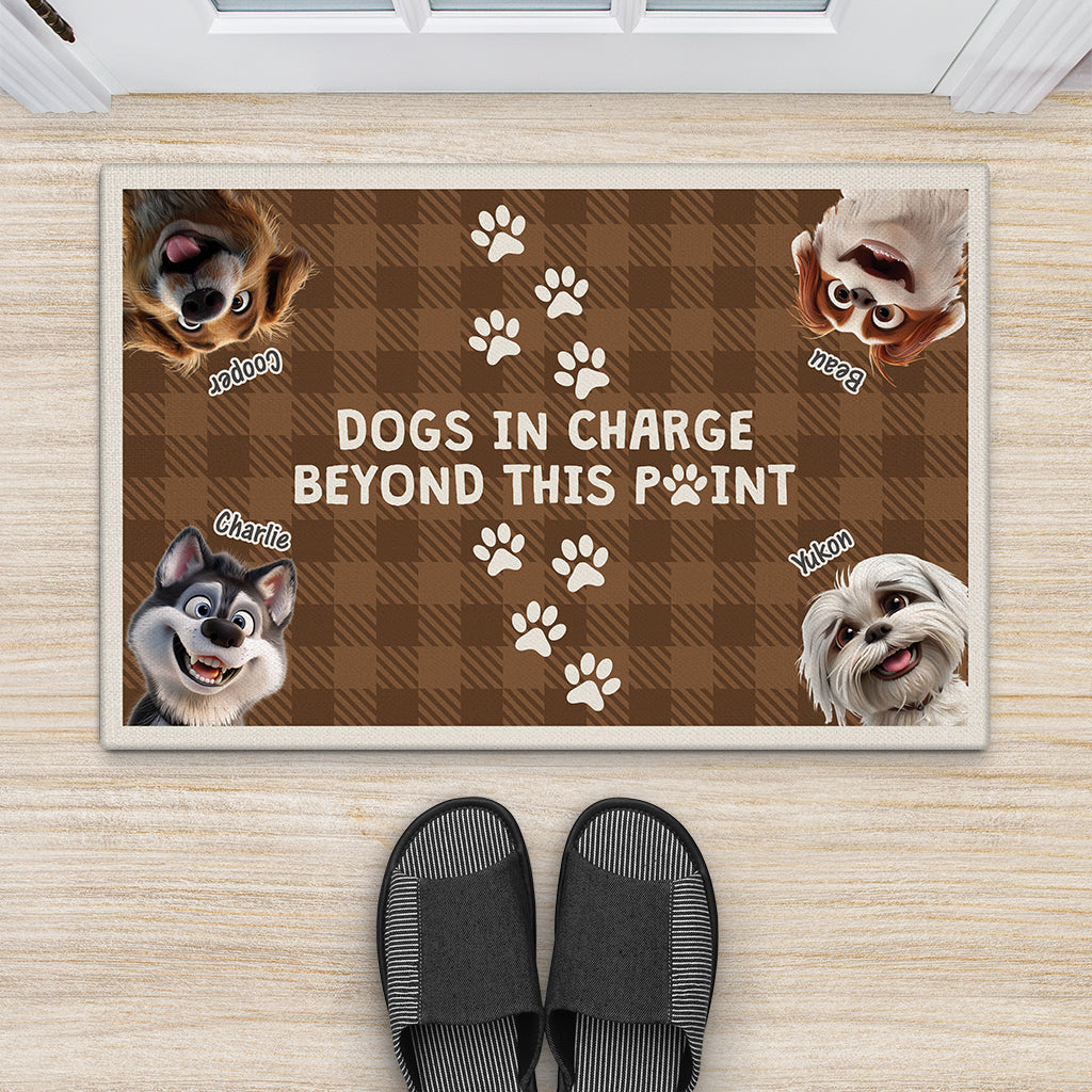 3947DUS2 personalized dog lover gifts dogs in charge doormat 3947DKI5C