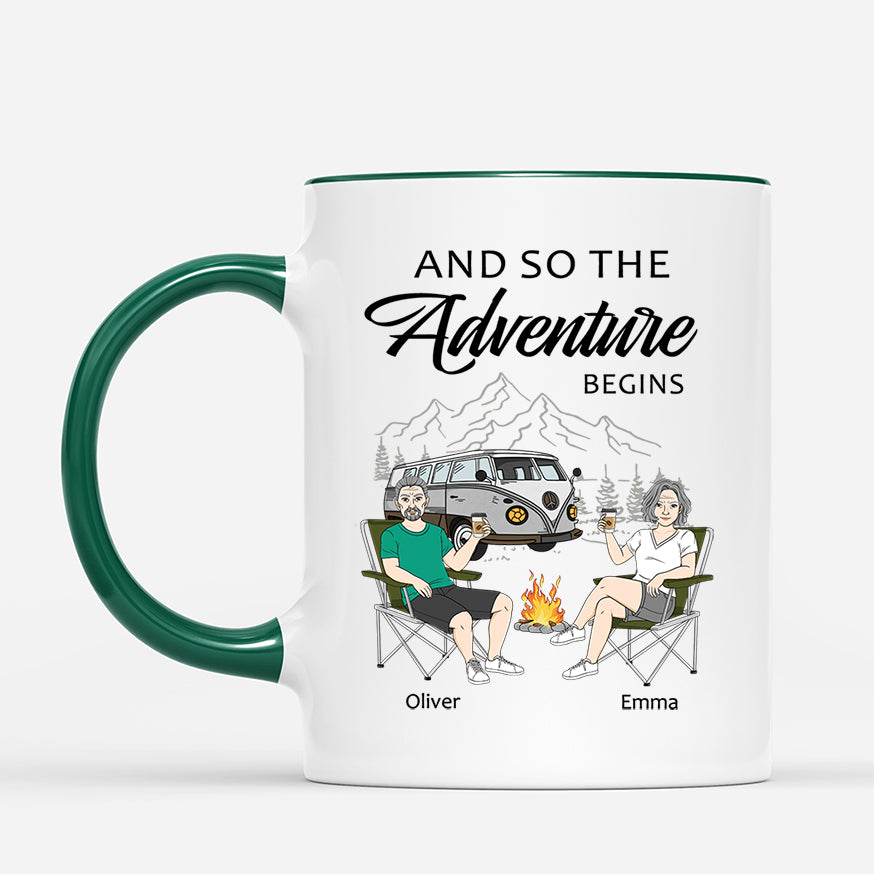 4015MUS2 personalized camping mugs for couples_ and so the adventure begins 4015M8Q8G