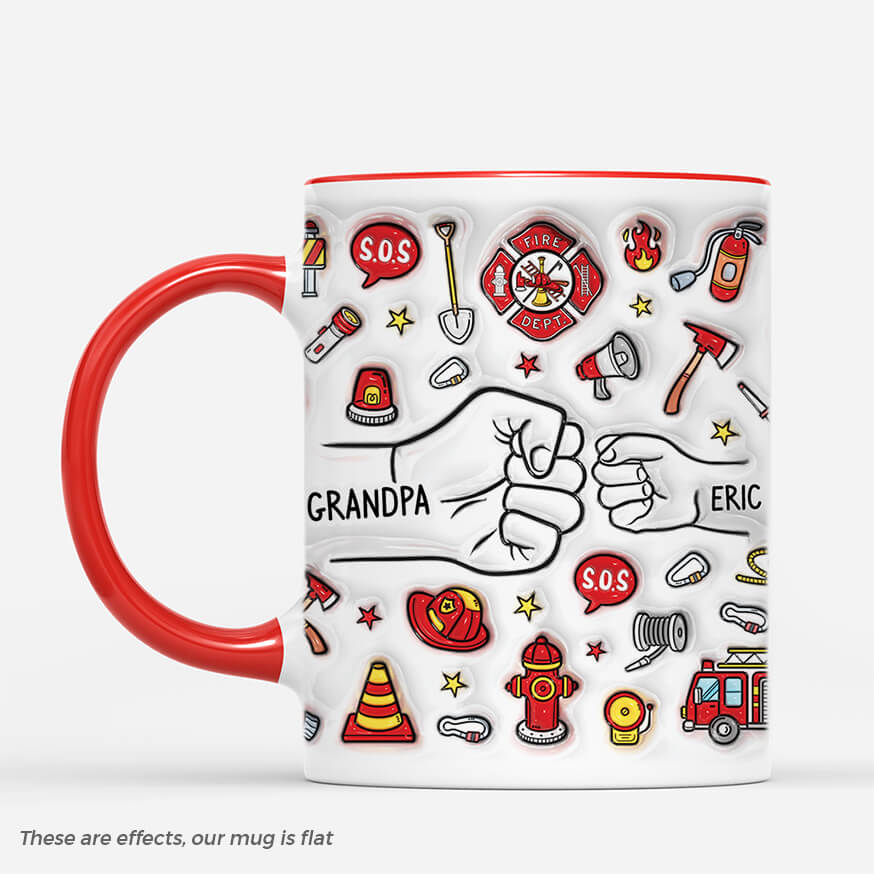 4034MUS2 3d printing effect personalized dad mug_ firefighter dad gifts 4034M