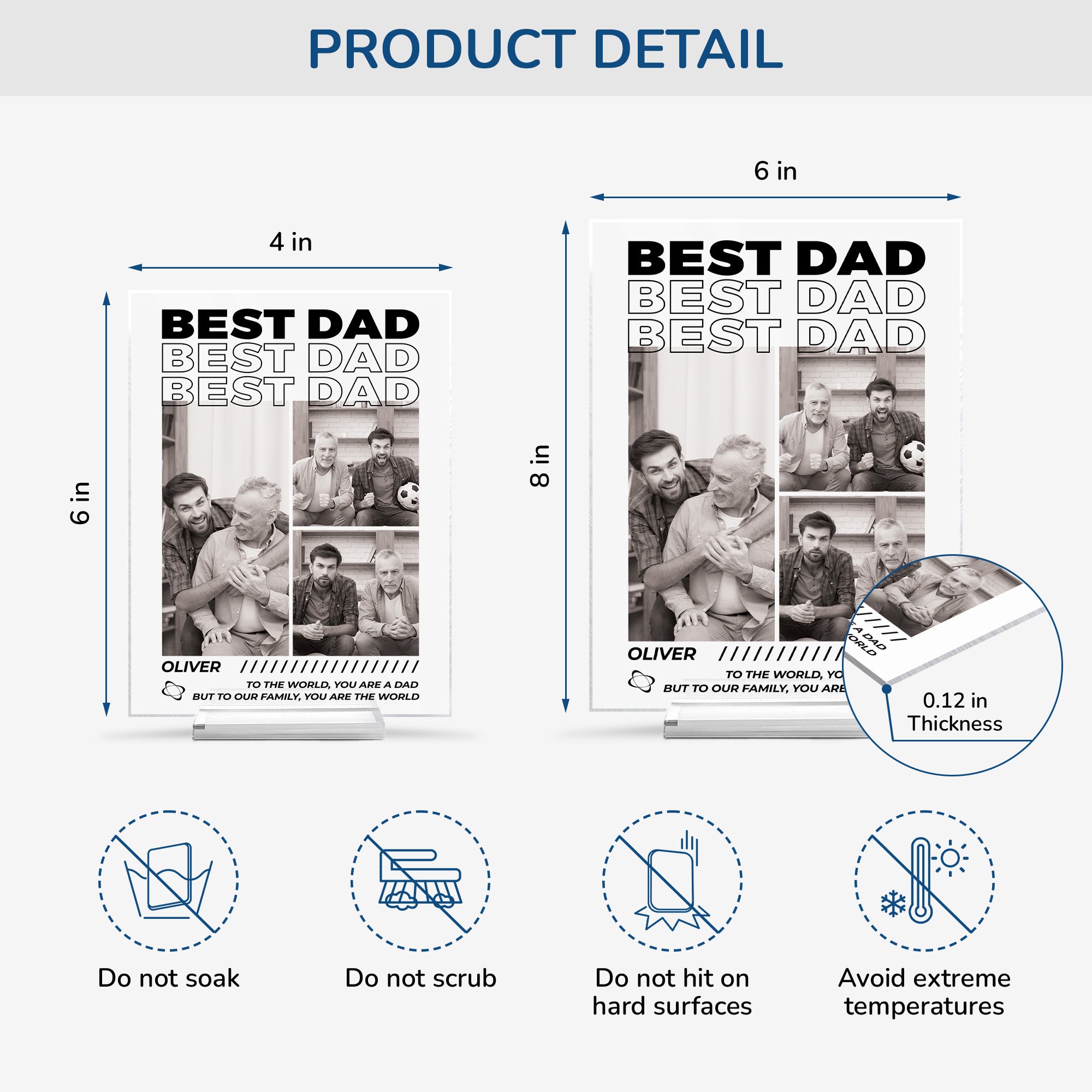 4065RUS4 personalized acrylic plaque with stand photo gifts for dad 4065RTM5B