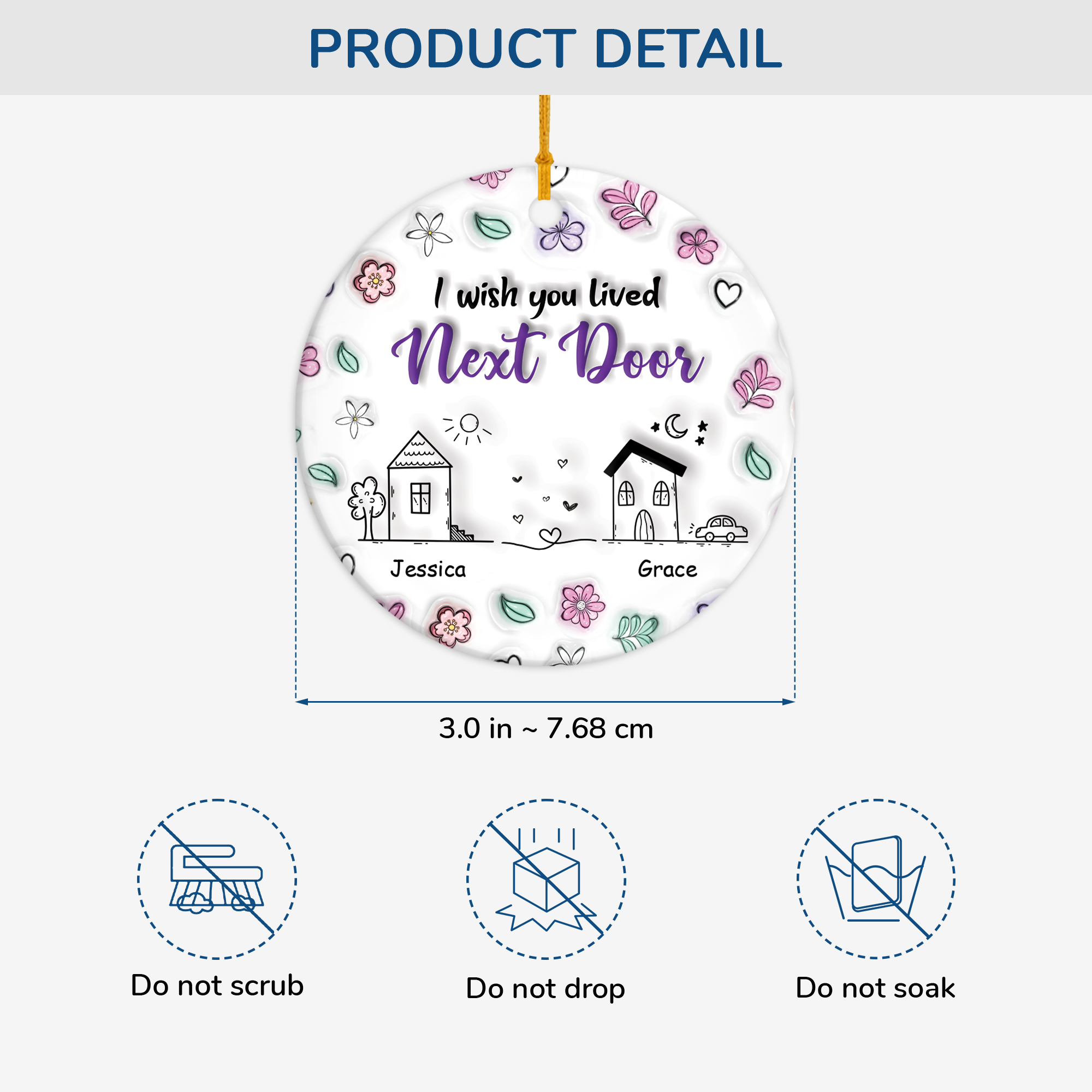 4081OUS3 3d printing effect personalized ceramic ornament_s i wish you lived next door gifts 4081O8U5F
