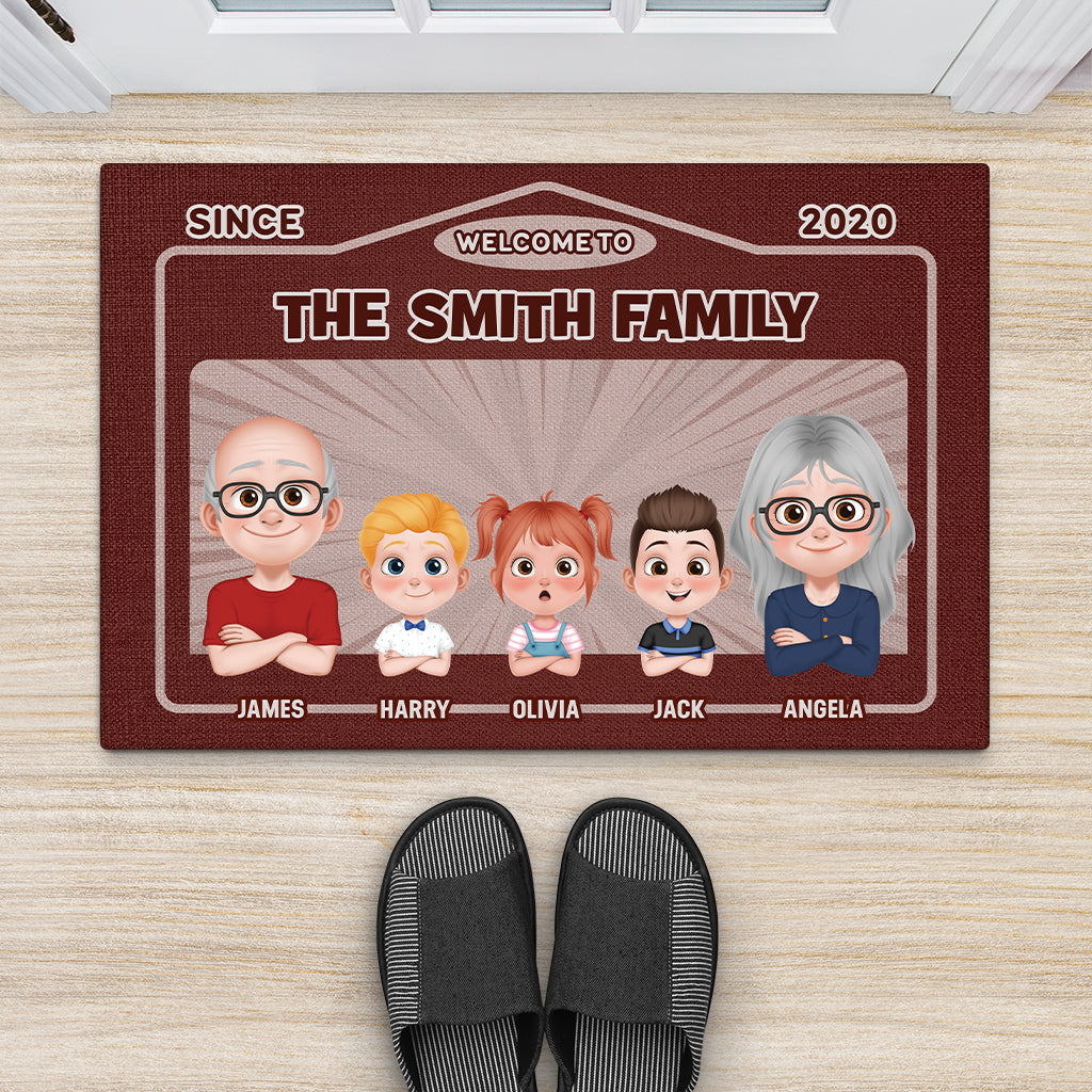 4083DUS2 custom family name welcome doormat gifts for the whole family_ 4083D