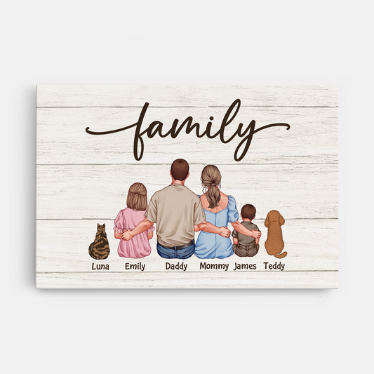 4130CUS1 custom family gifts for parents family canvas prints with pets 4130C