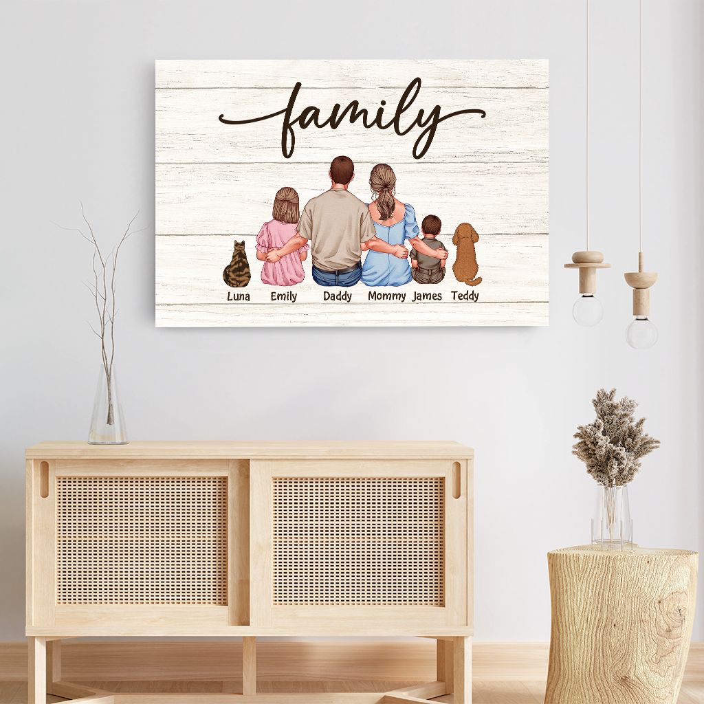 4130CUS3 custom family gifts for parents family canvas prints with pets 4130C