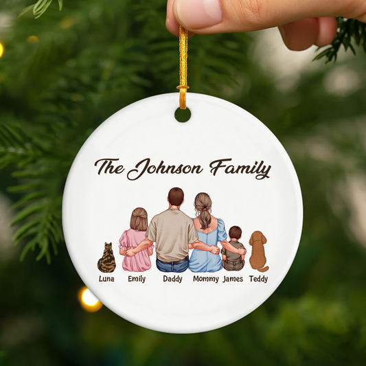 4130OUS2 personalized family ornaments with pets ceramic christmas ornament_s 4130O