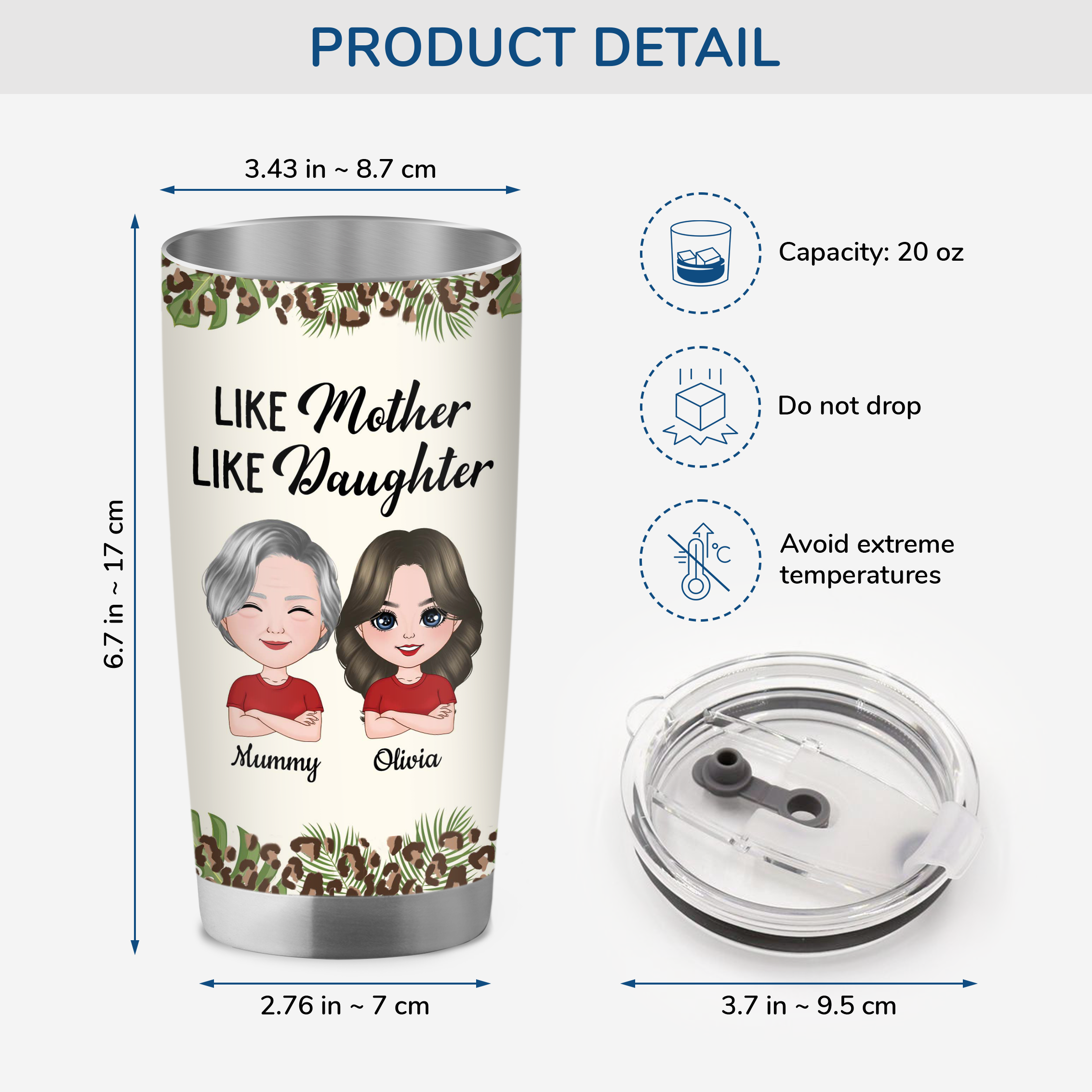4133TUS3 custom 20oz tumblers gifts for mom like mother like daughter 4133T6T8A
