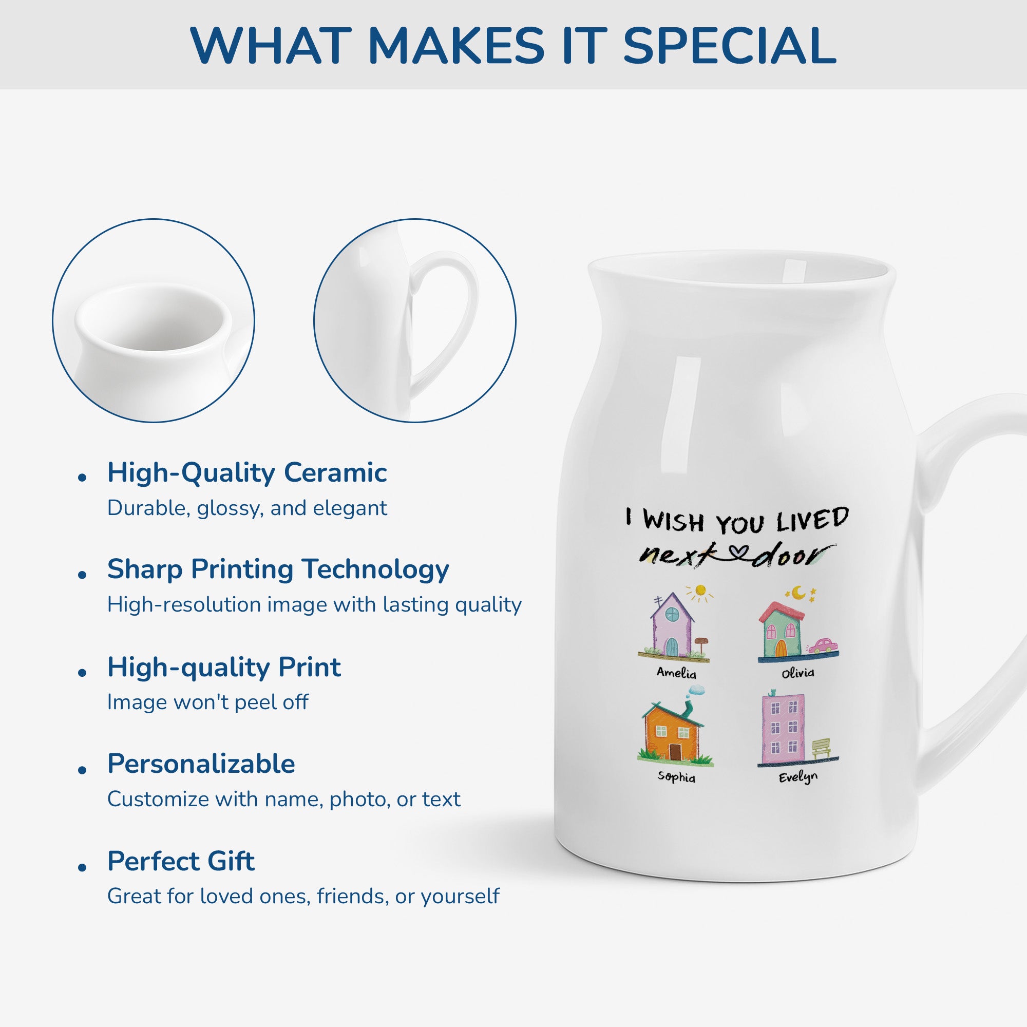 4142OUS4 custom flower vases i wish you lived next door gifts for friends 4142OKM3F