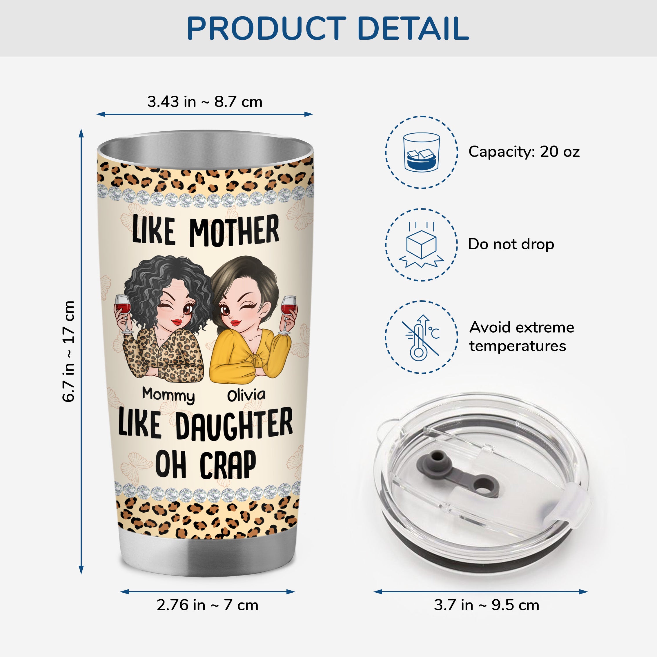4176TUS3 custom mom gifts like mother like daughter oh crap tumbler 20oz 4176TTM8A