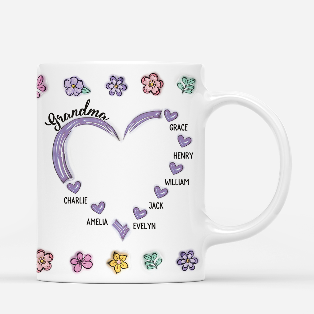 4304MUS3 3d printing effect personalized grandma mom gifts heart 3d mug 4304M