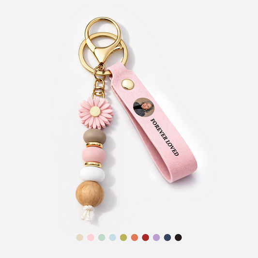 4308MUS1 uv printed daisy beaded keychain personalized photo memorial gifts 4308mjsf5a