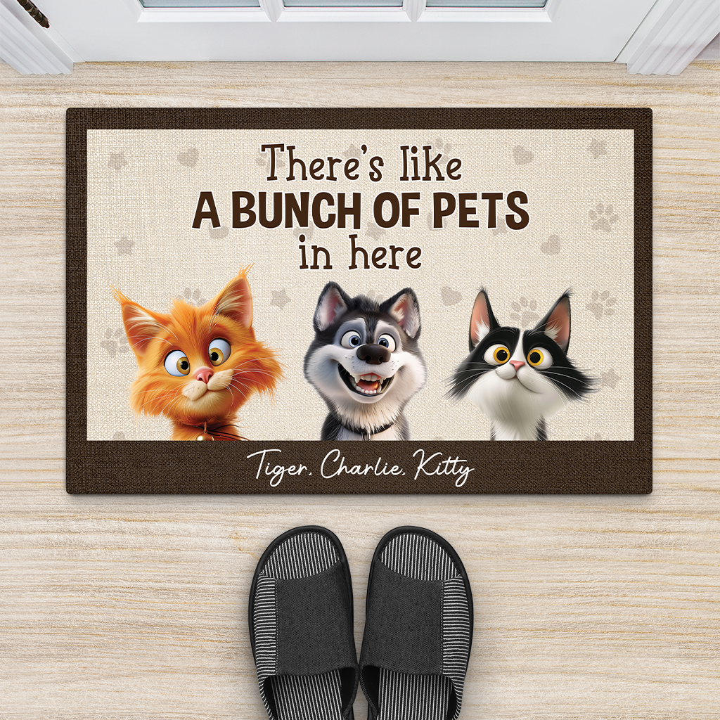 4327DUS2 personalized funny gifts for pet lovers bunch of pets welcome mat 4327D6T5D