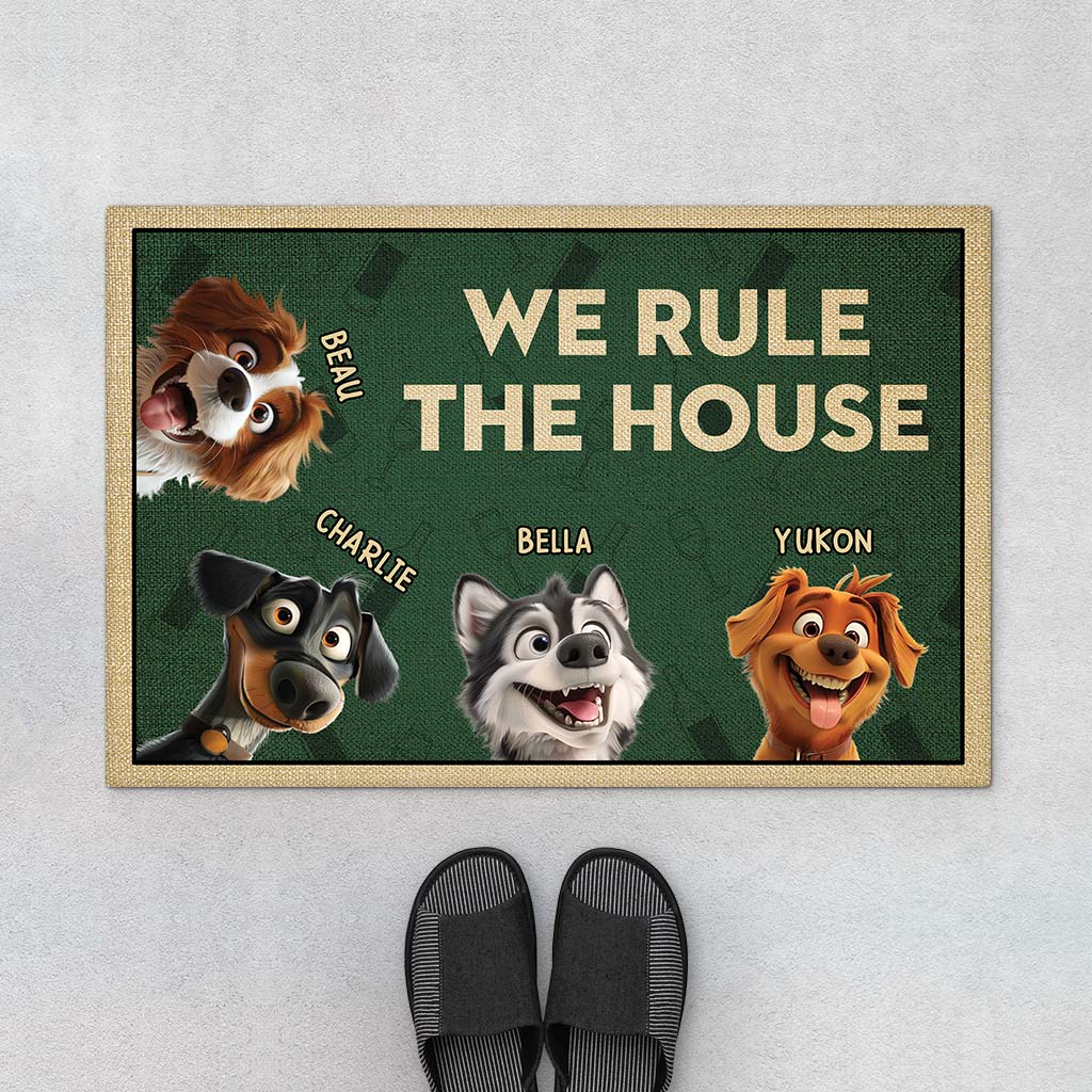 4344DUS1 funny personalized gifts we rule the house dog welcome mat  4344DTT5C