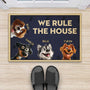 4344DUS2 funny personalized gifts we rule the house dog welcome mat  4344DTT5C