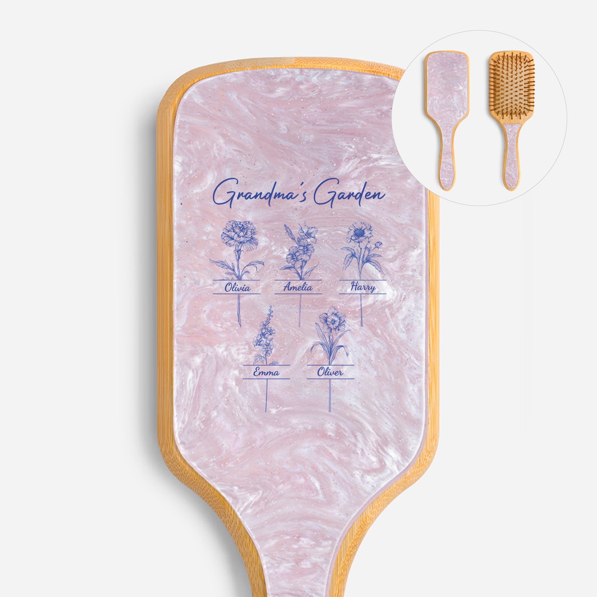 4357AUS1 custom uv printed acetate hairbrush grandmas garden gifts 4357aqtl5a