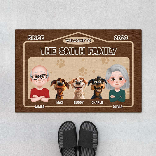 4359DUS1 personalized gifts for family with dog dogs welcome doormat_ 4359DKQ5C