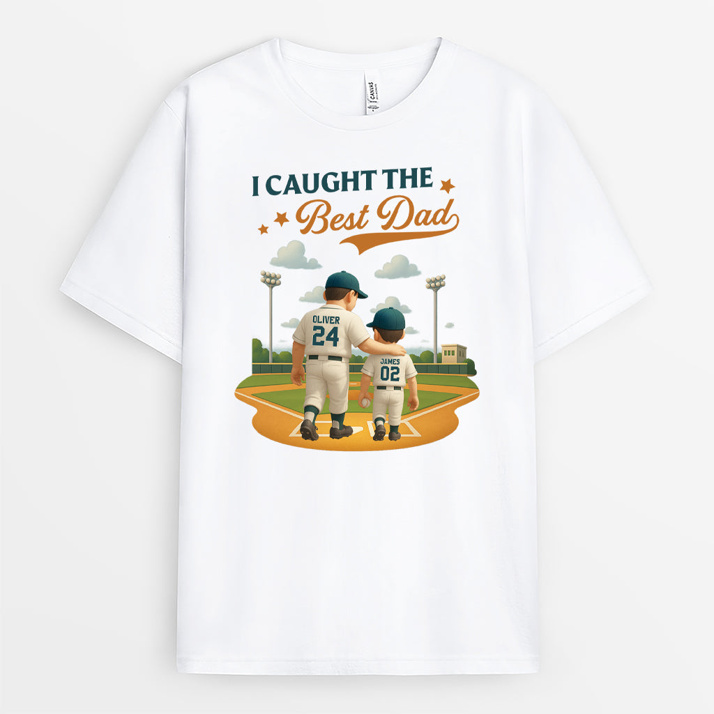 4370AUS1 custom dad gifts baseball dad shirts_ i caught the best dad_ 4370A5T3B