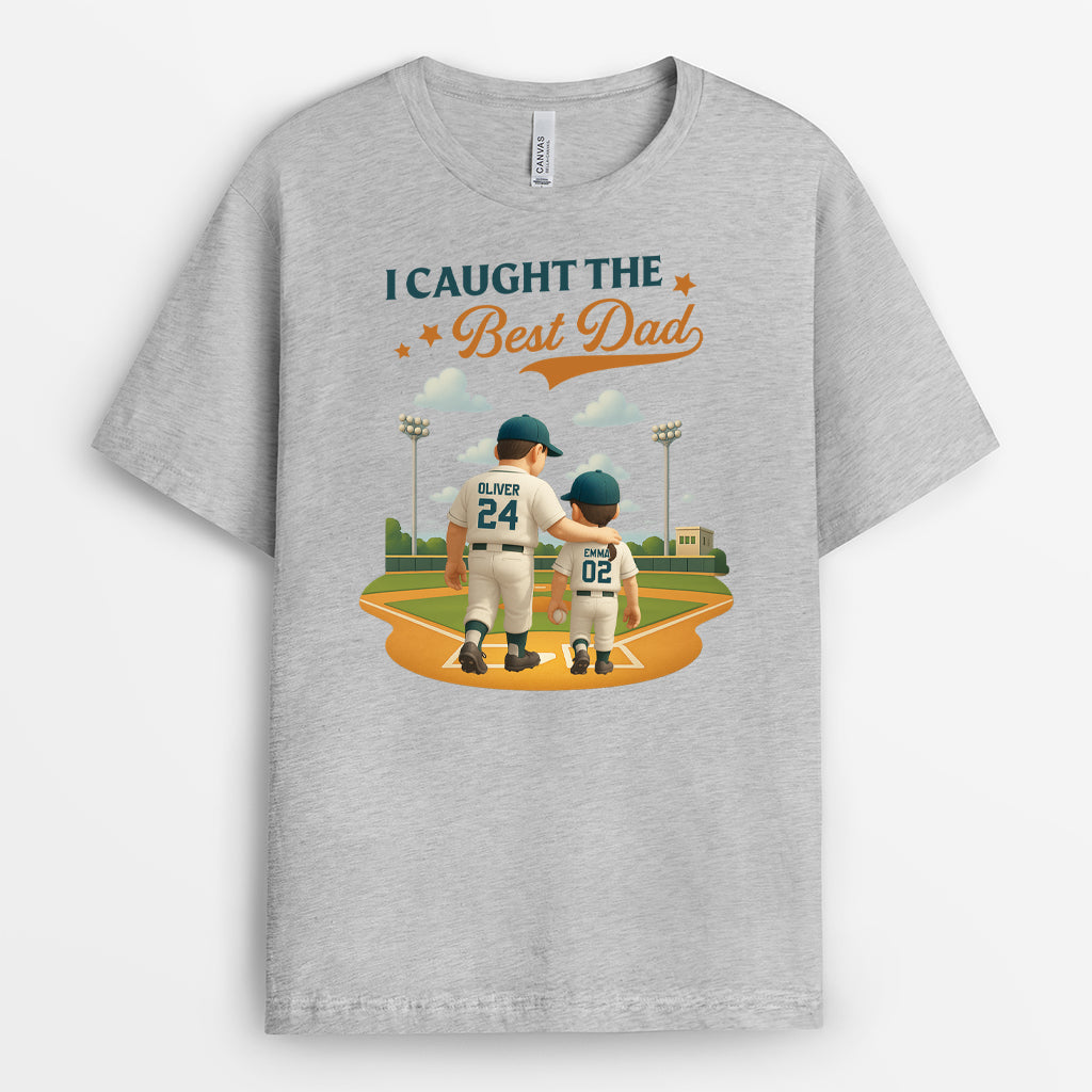 4370AUS2 custom dad gifts baseball dad shirts_ i caught the best dad_ 4370A5T3B