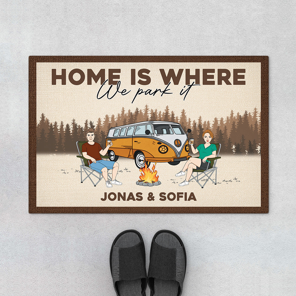 4385DUS1 personalized camping gifts home is where we park it doormat_ 4385DTT8G