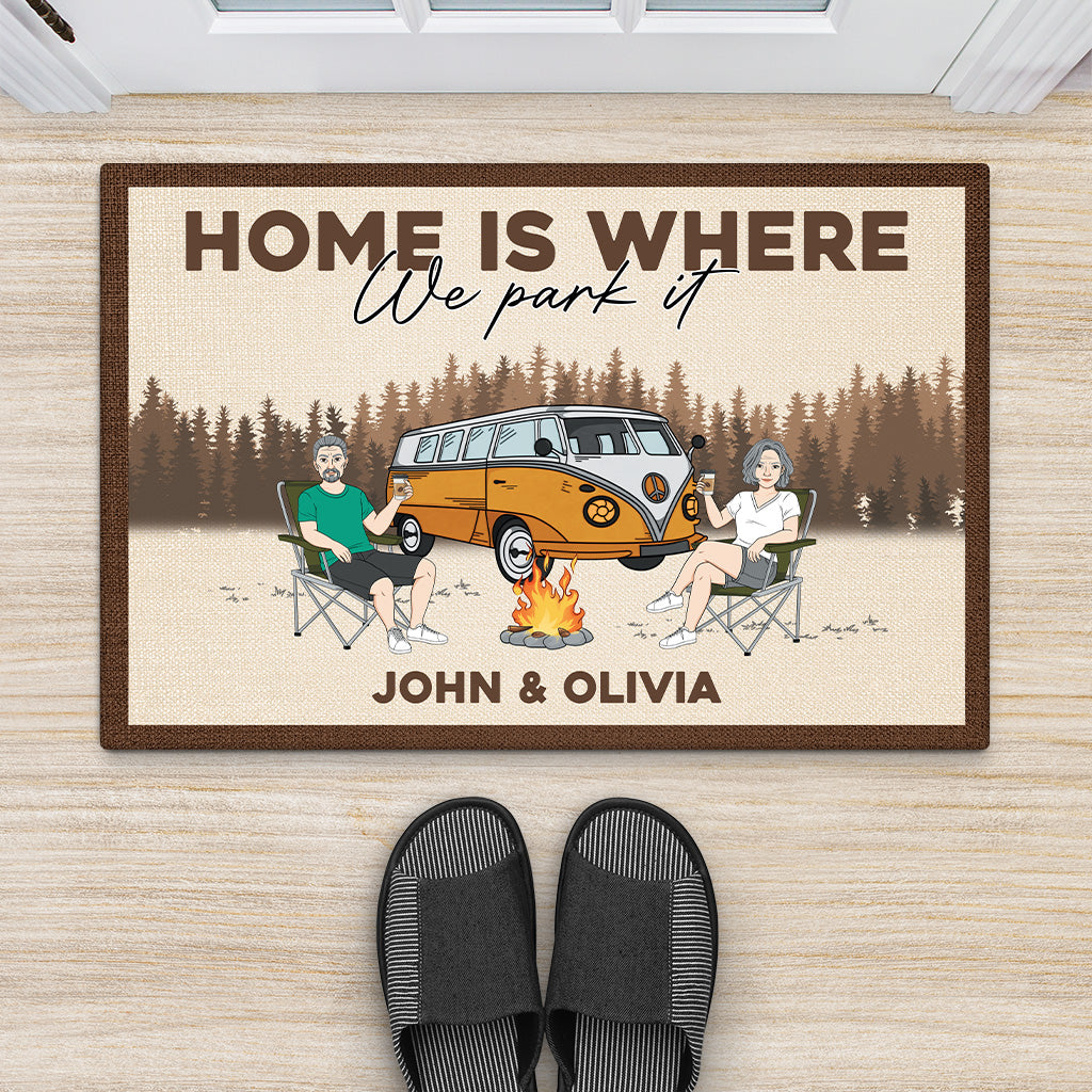 4385DUS2 personalized camping gifts home is where we park it doormat_ 4385DTT8G