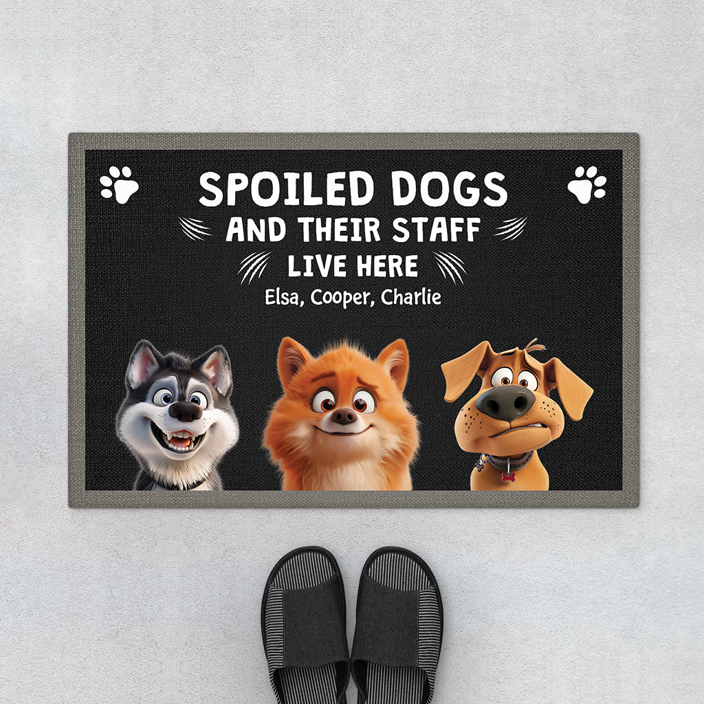 4414DUS1 custom dog doormat funny dog gifts spoiled dogs live here  4414D