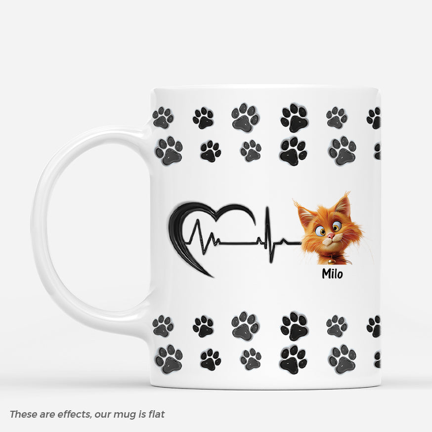 4415MUS1 3d printing effect custom gifts for cat owners paw print mug 4415M5Q3D