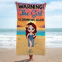 4445BUS2 personalized beach towels the girls are drinking again  4445BKTTA