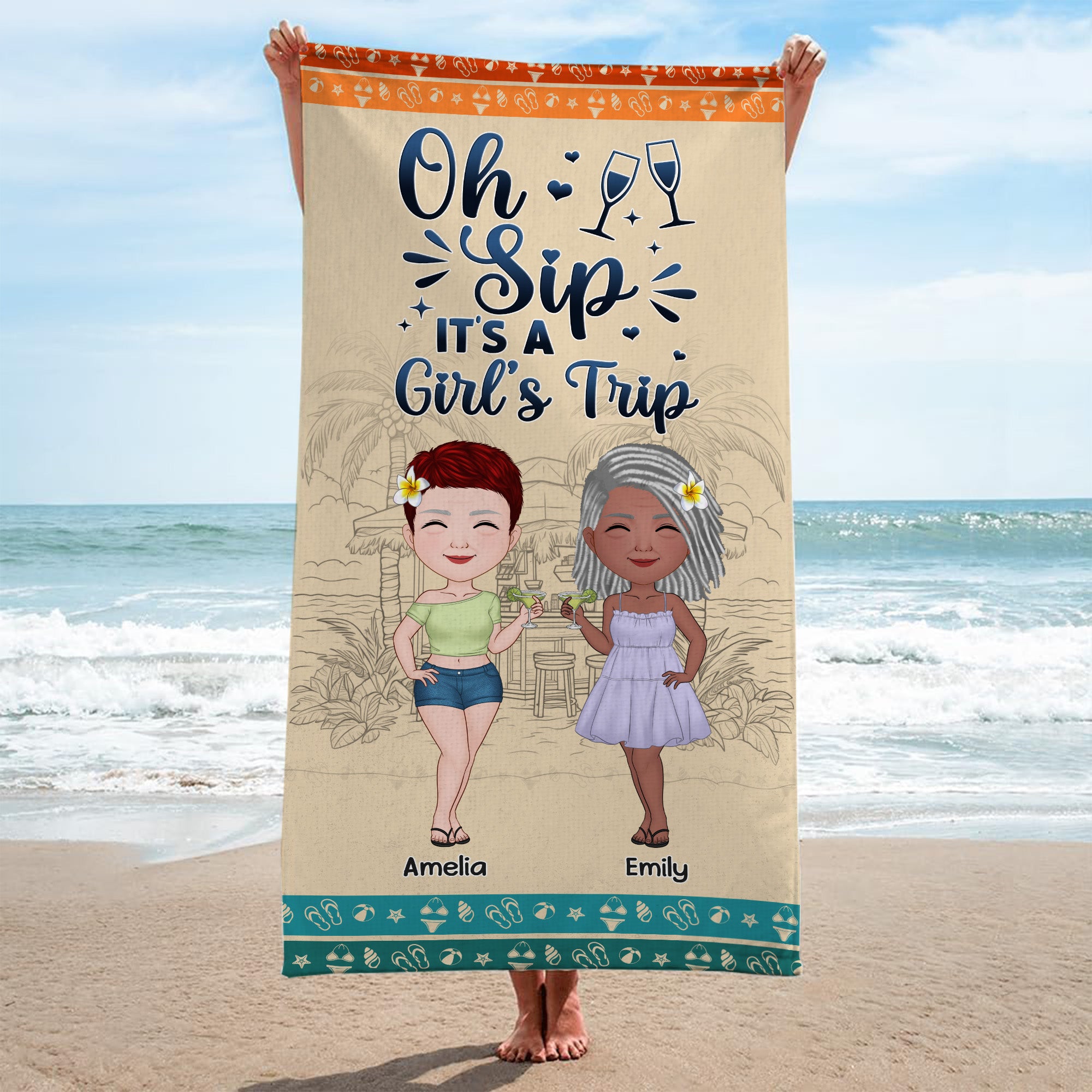 4464BUS2 personalized beach towels for adults_ gifts for female friends 4464B3MMF