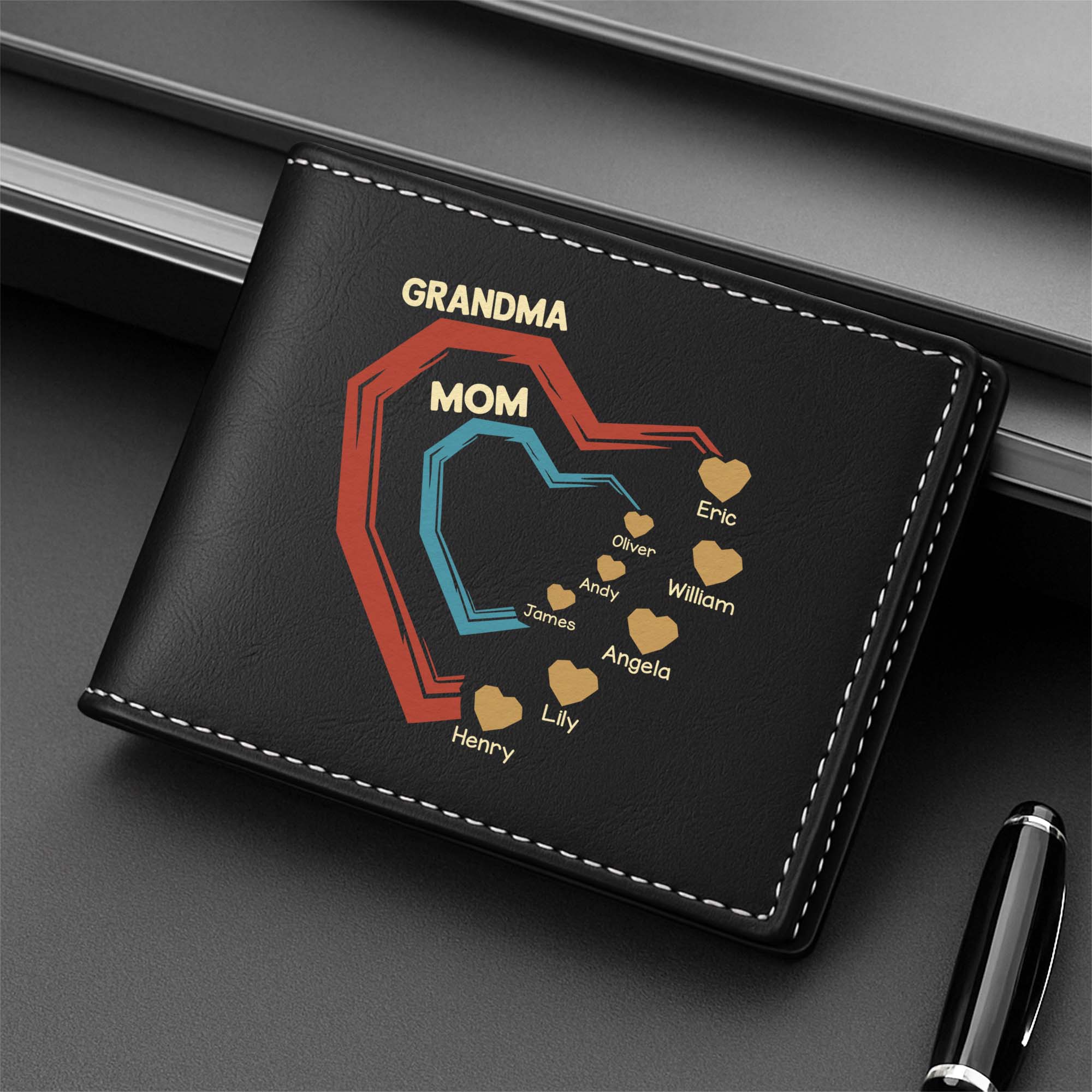 4492JUS2 personalized leather wallet with names unique grandpa gifts 4492JTMAB