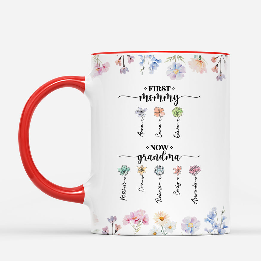 4544MUS2 custom flower mugs for grandma and mom first mom now grandma 4544M5K5A