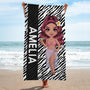 4563BUS2 personalized leopard print beach towel summer gifts for her 4563BKLTA