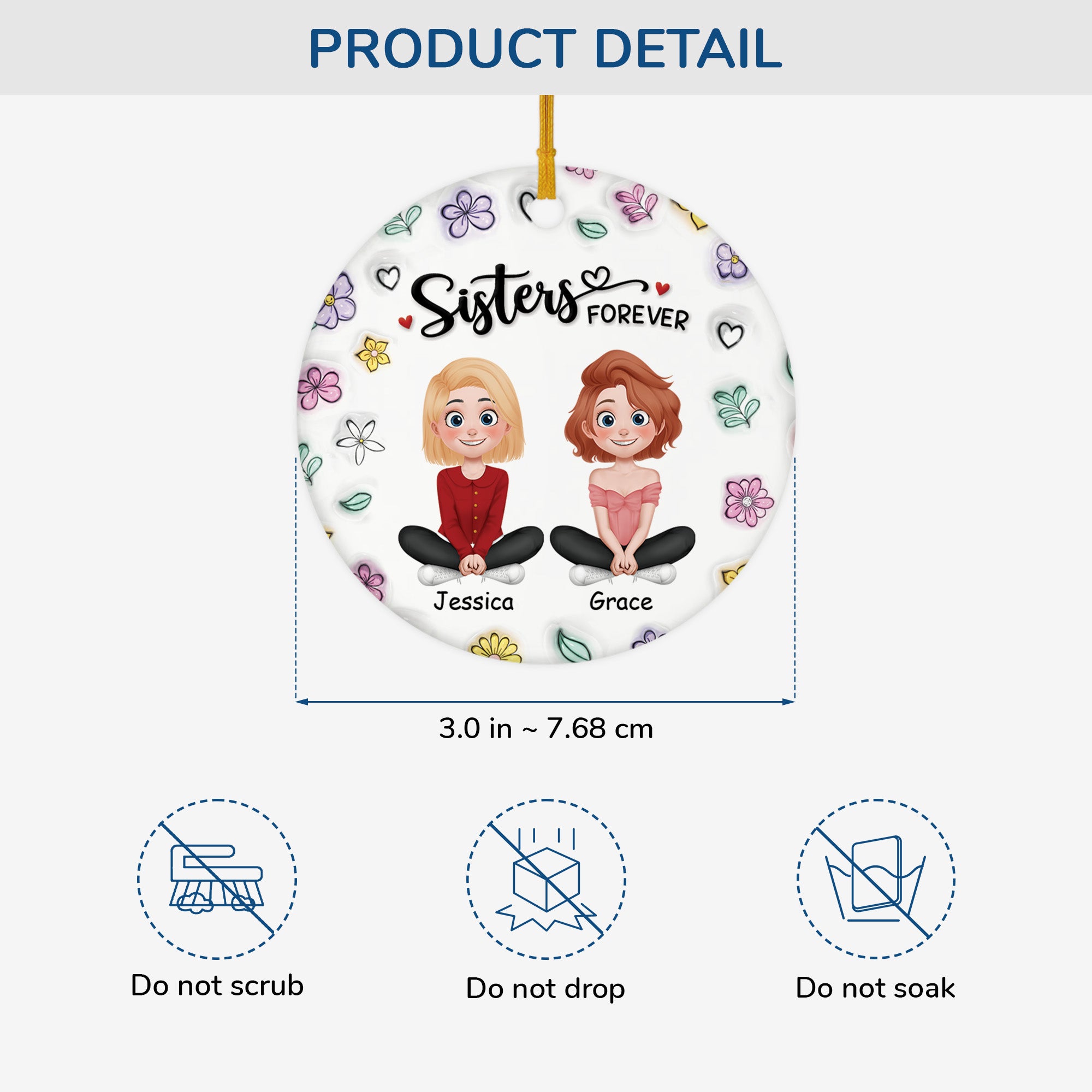 4600OUS3 3d printing effect custom ceramic ornaments gifts for best friends sister 4600O