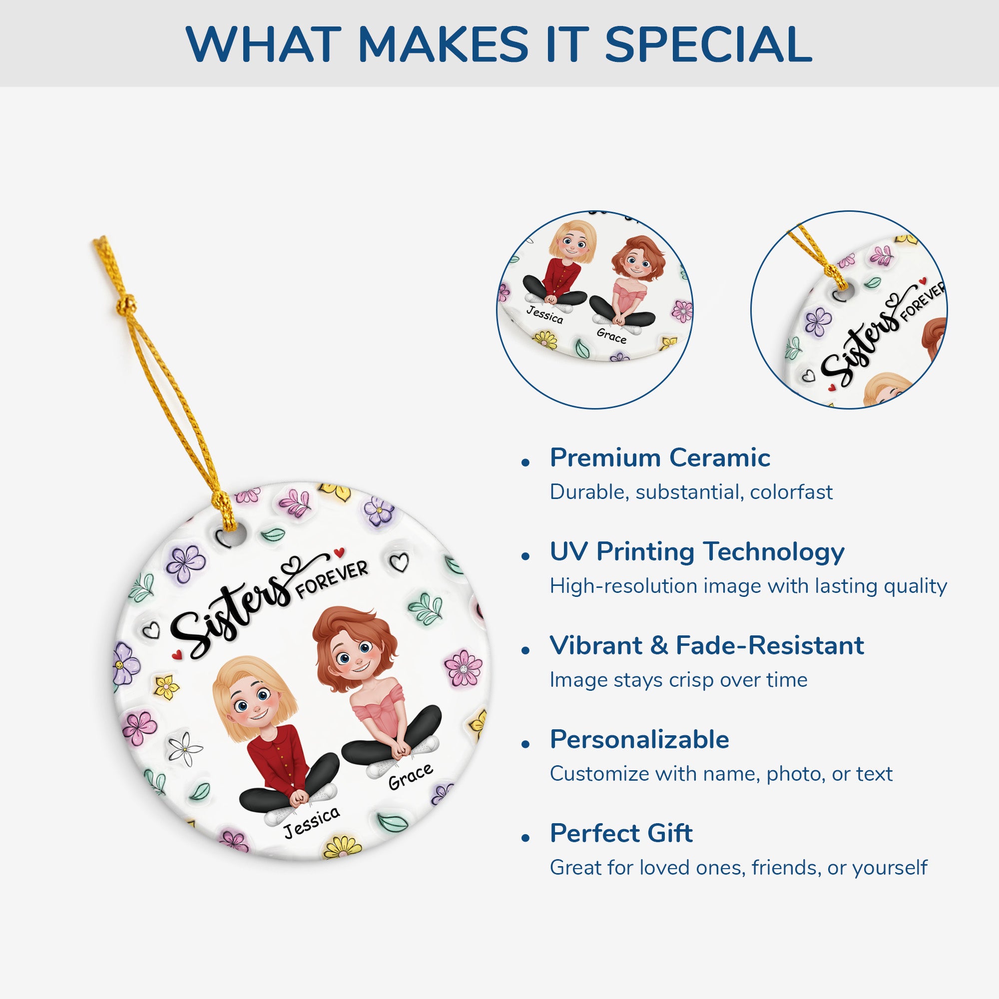 4600OUS4 3d printing effect custom ceramic ornaments gifts for best friends sister 4600O