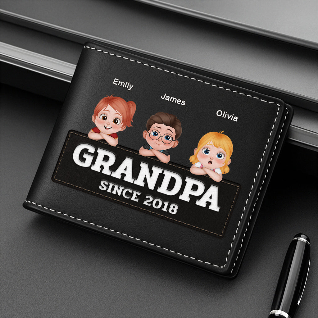 4642JUS2 personalized gift for dad papa since leather wallet 4642JTMNB