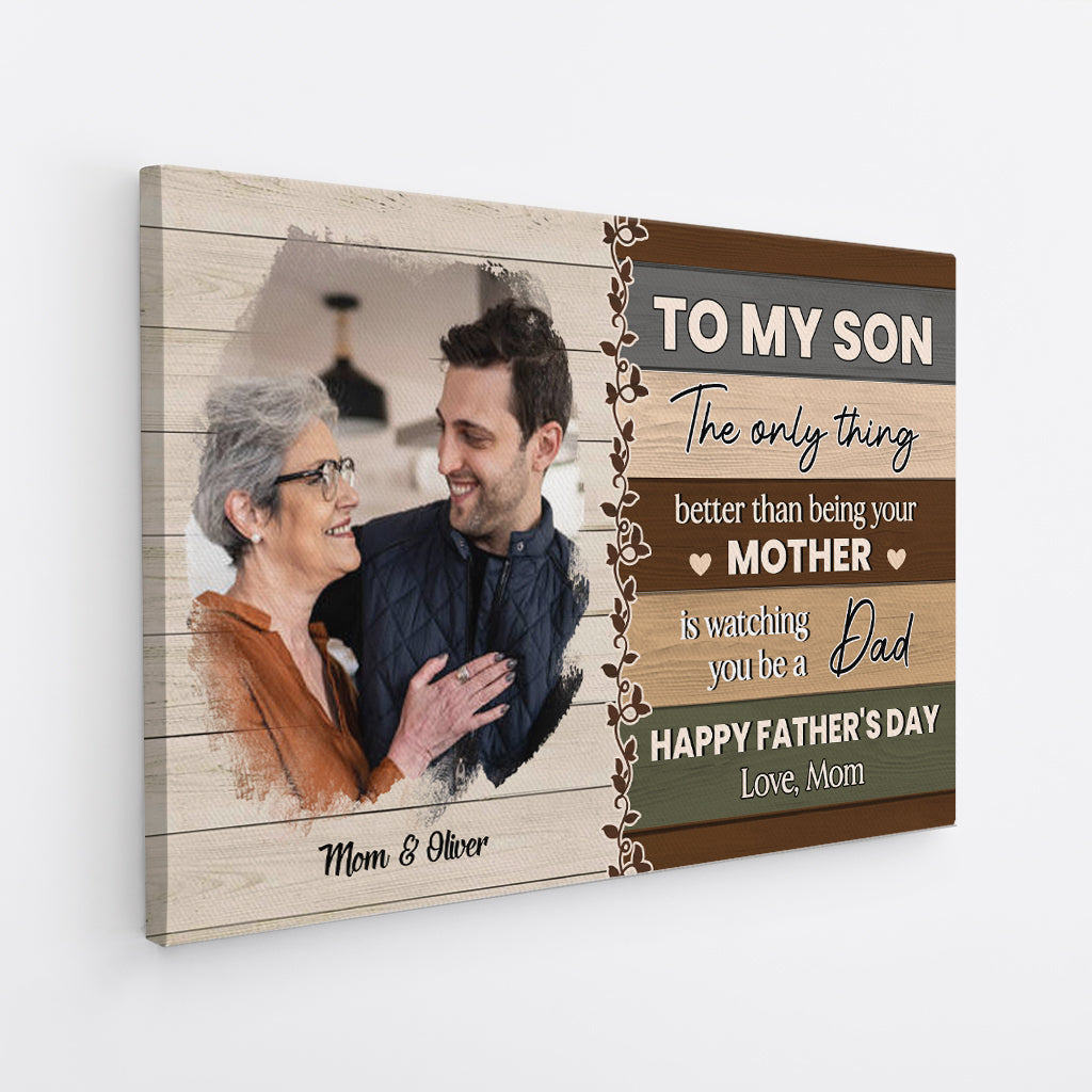 4654CUS2 custom fathers day gifts for son happy fathers day to my son_ canvas 4654C6KAB