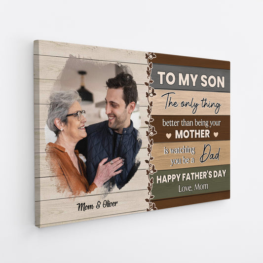 4654CUS2 custom fathers day gifts for son happy fathers day to my son_ canvas 4654C6KAB